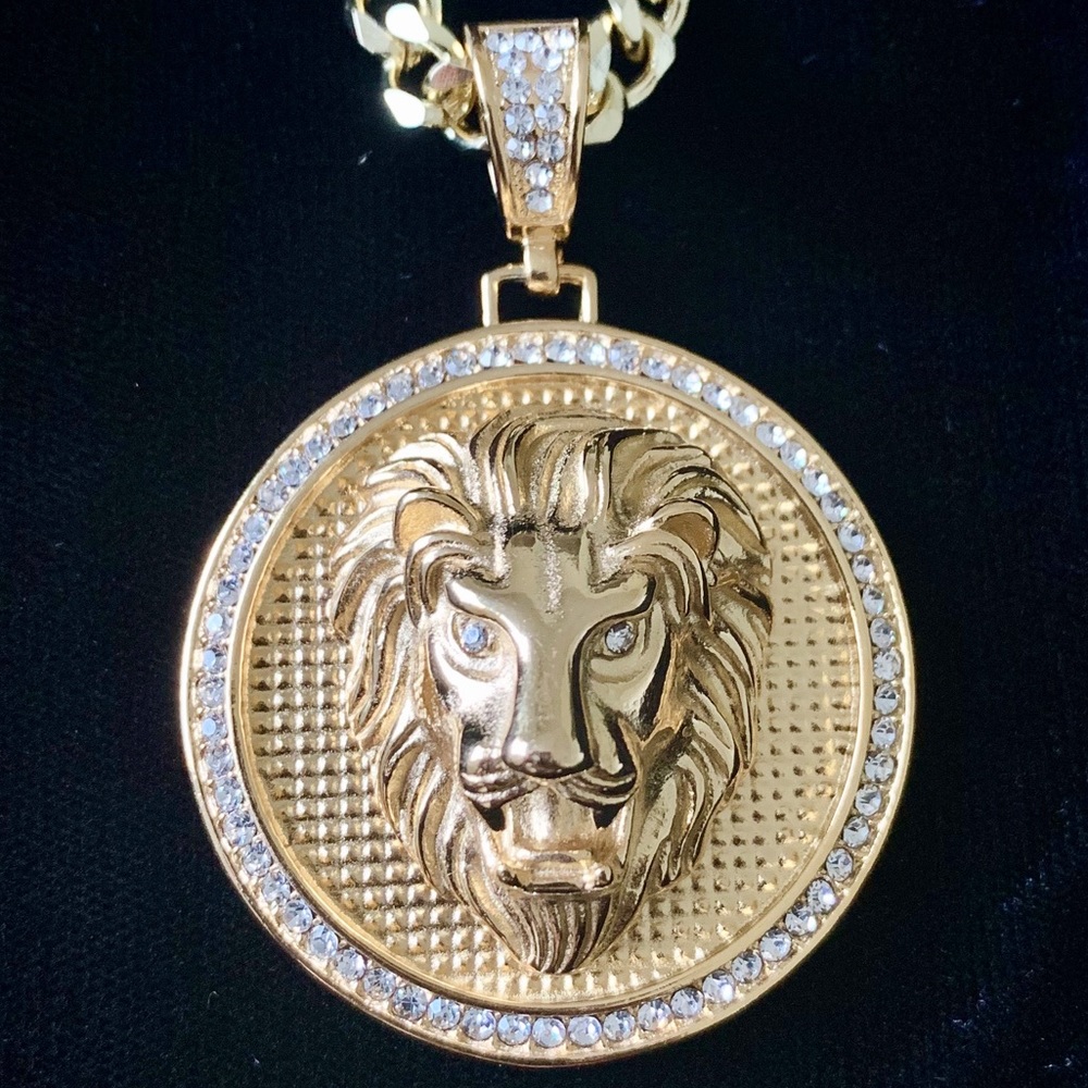 BIG LION DIAMONDS cz 18K GOLD CHAIN MADE IN ITALY!